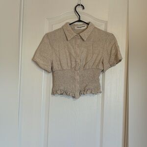 Missguided Tan Button-Up Crop Top